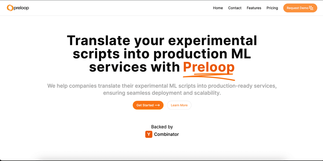 Prototype YC landing page for Preloop